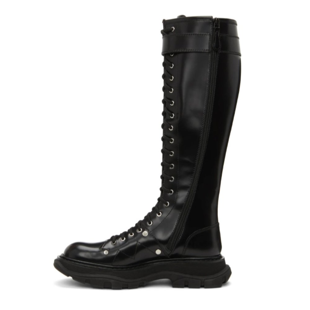 New Authentic ALEXANDER MCQUEEN Tread Slick Lace-Up Tall Boots - Picture 5 of 16